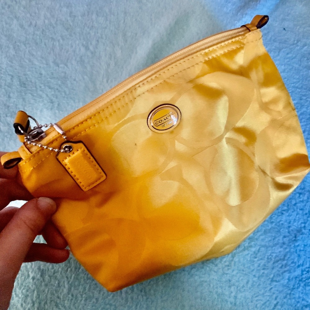 Yellow Coach Fabric Cosmetics Bag